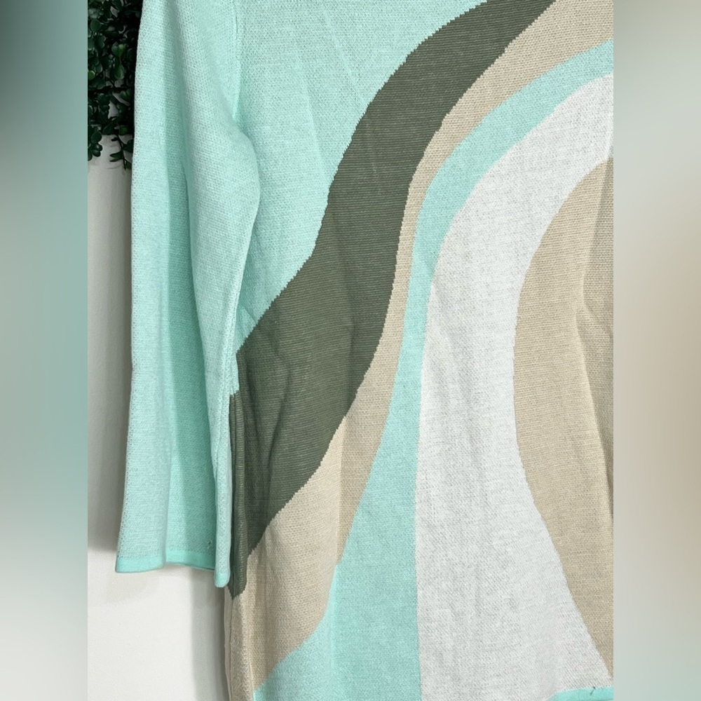 Soft Surroundings Sweater Womens XS Nina Aqua Marble Tunic Double Knit Com - Picture 4 of 13
